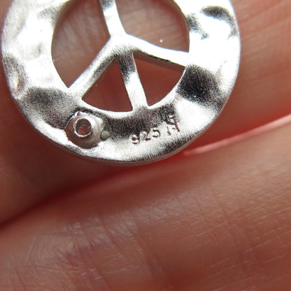925 Sterling Silver Vintage Round-Cut C Z Peace Symbol Charm Bracelet 6.5"