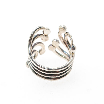 ATI ANNIKA WITT Sterling Silver Vintage Modernist Wavy Adjustable Ring Size 8.5