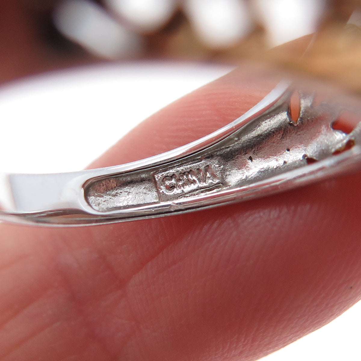 925 Sterling Silver 2-Tone Real Smoky Quartz & White Topaz Ring Size 9.25