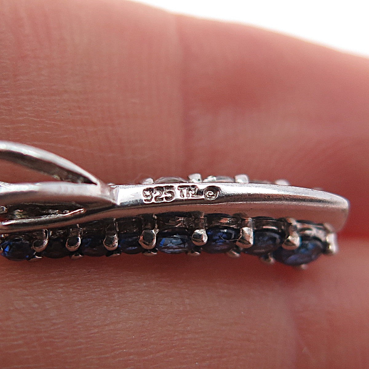 925 Sterling Real Topaz & Lab-Created Sapphire Dual Sided Ribbon Slide Pendant