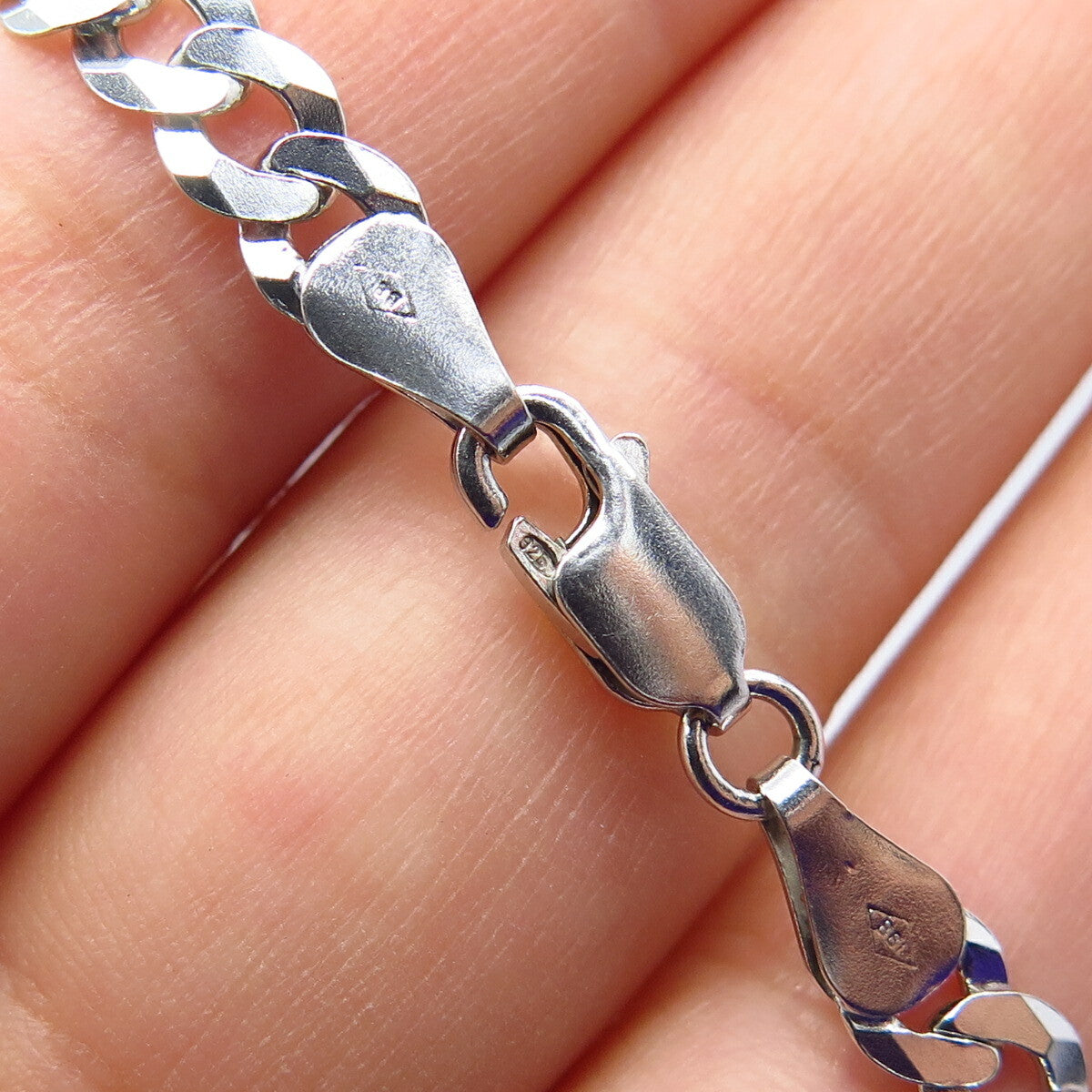 925 Sterling Silver Italy Cuban Chain Necklace 25"