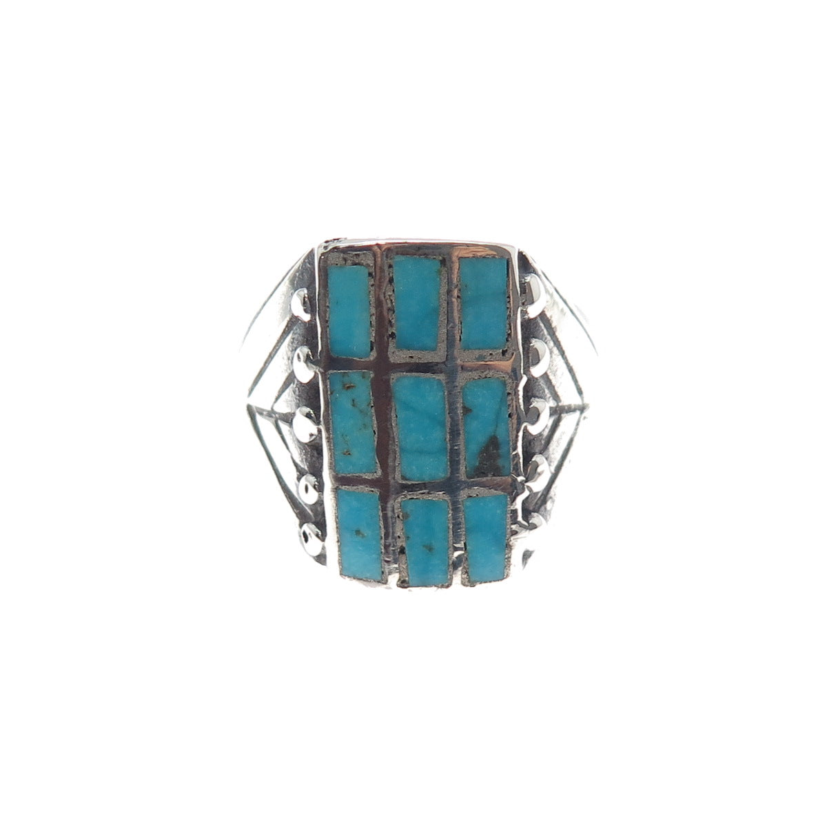Old Pawn 925 Sterling Silver Vintage Southwestern Turquoise Ring Size 10.75