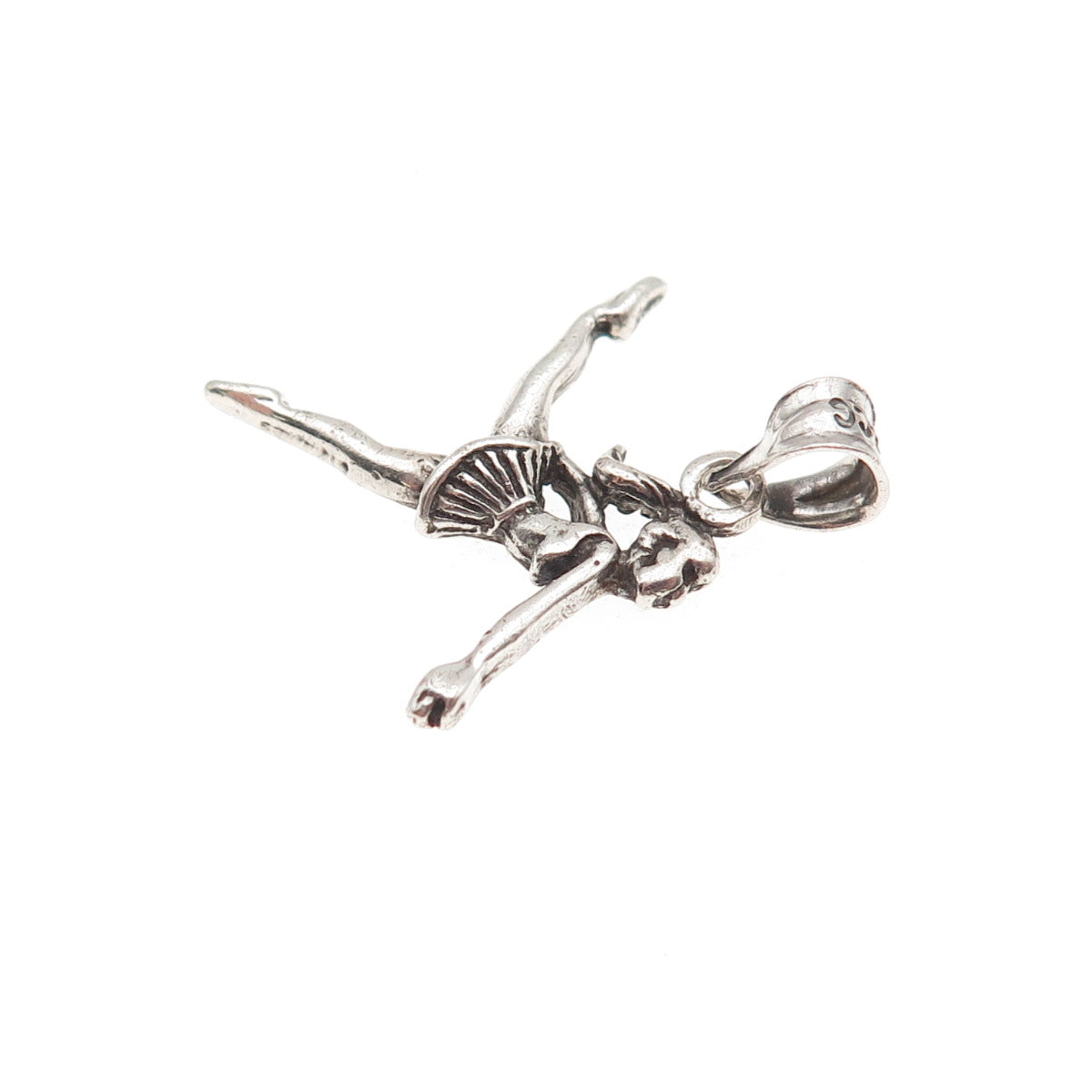 925 Sterling Silver Vintage Cheerleader Oxidized Charm Pendant