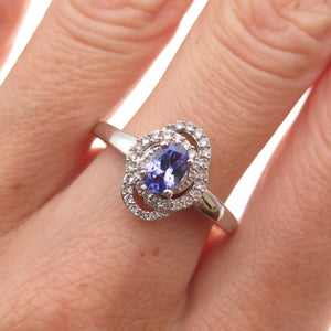 Chuck Clemency 925 Sterling Silver Real Tanzanite & White Topaz Ring Size 8