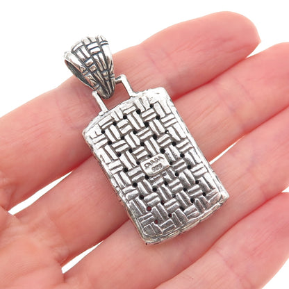 Sarda 925 Sterling Silver Vintage Woven Oxidized Charm Pendant