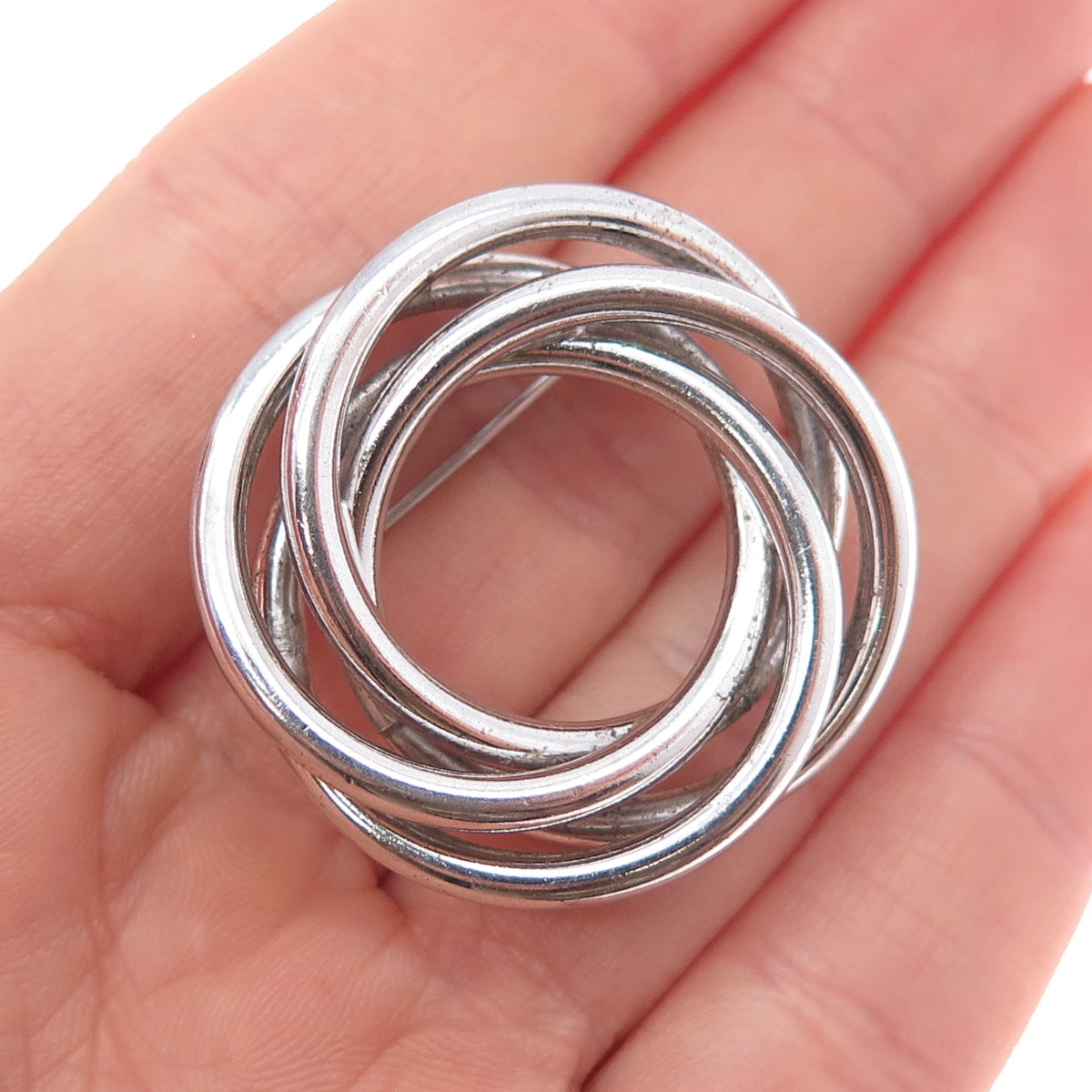 BOND BOYD 925 Sterling Silver Vintage Modernist Interlocked Pin Brooch