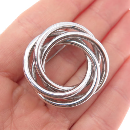 BOND BOYD 925 Sterling Silver Vintage Modernist Interlocked Pin Brooch