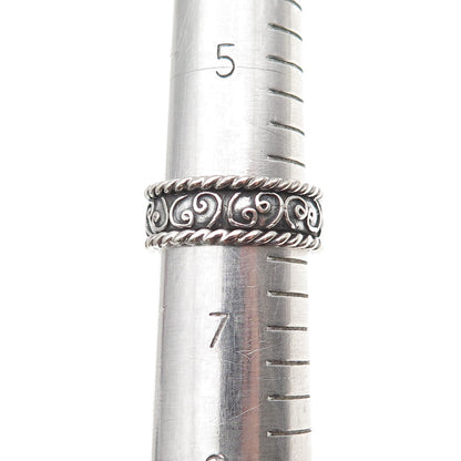 Geo Art 925 Sterling Vintage Celtic Spiral Oxidized Rotating Band Size Ring 6.5