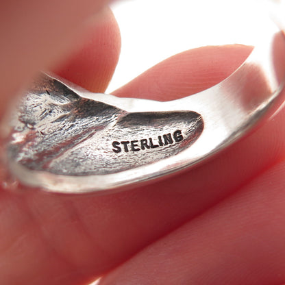 Kabana 925 Sterling Silver Vintage Modernist Oxidized Ring Size 10.25