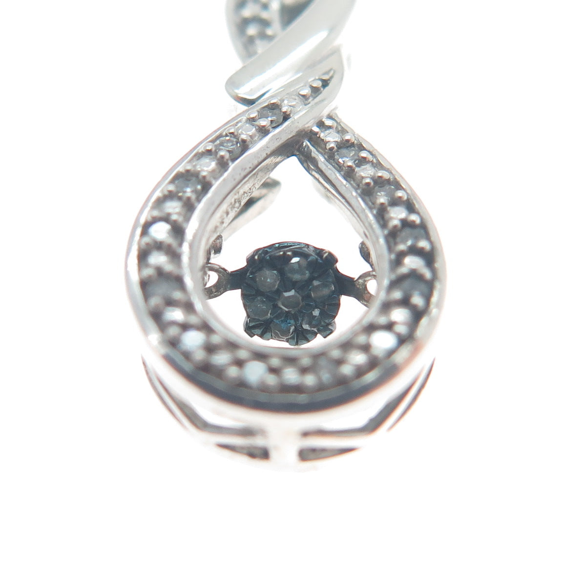 925 Sterling Silver Real White Diamond Infinity Slide Pendant