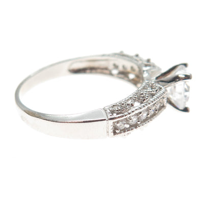 925 Sterling Silver Round-Cut C Z Engagement Ring Size 9.25