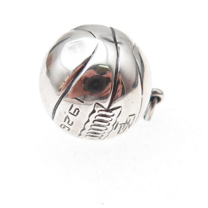 925 Sterling Silver Antique Art Deco 1926 Basketball Ball 3D Charm Pendant