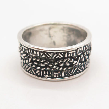 925 Sterling Silver Vintage Ethnic Band Ring Size 8.75