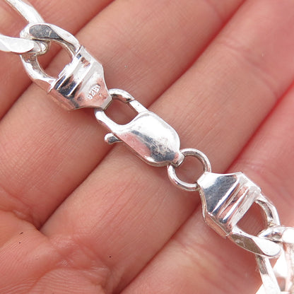 HAN 925 Sterling Silver Vintage Italy Figaro Link Bracelet 8.75"