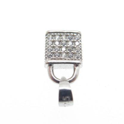 HAN 925 Sterling Silver Round-Cut C Z Lock Minimalist Charm Pendant