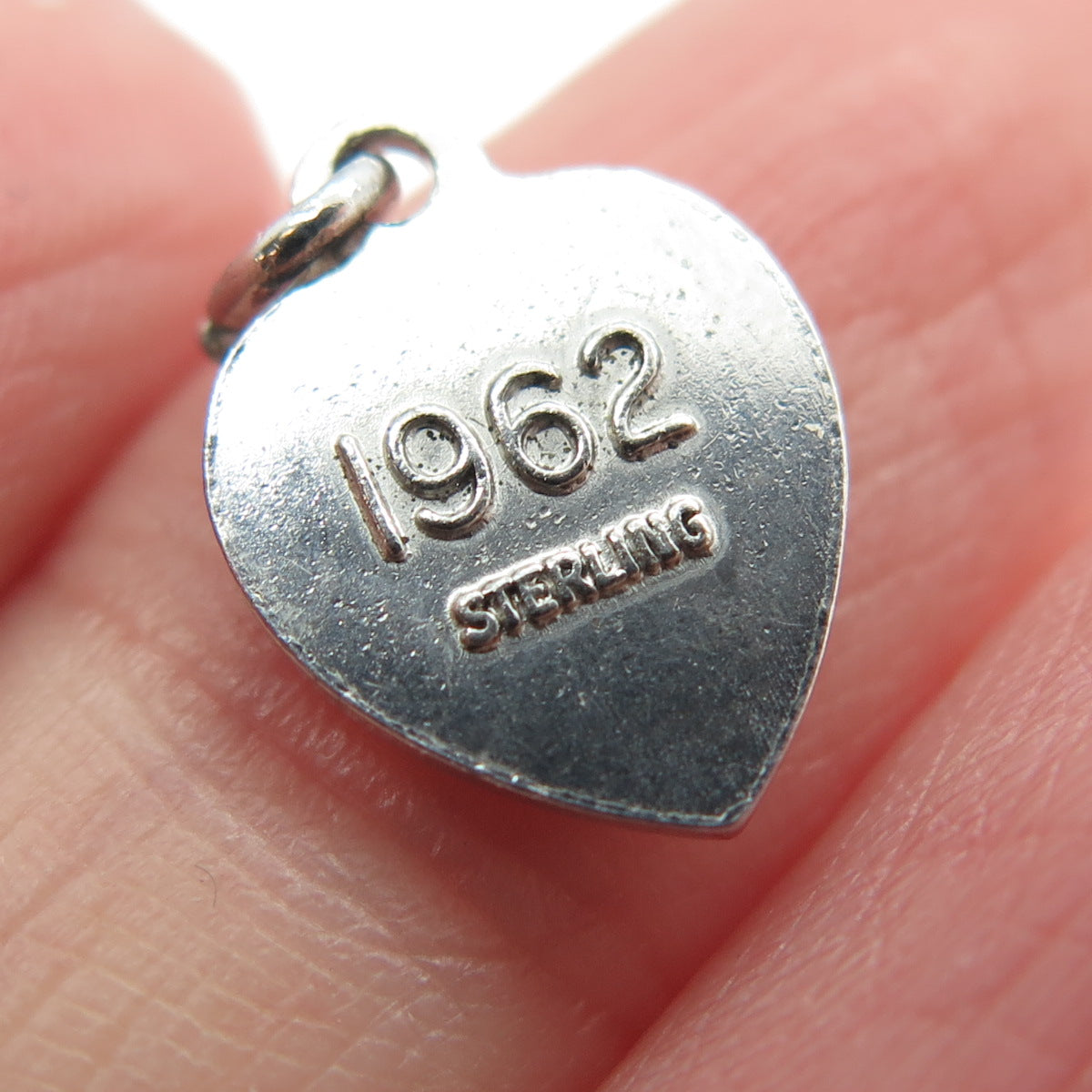 925 Sterling Silver Vintage 1962 Beta Sigma Phi Heart Minimalist Charm Pendant