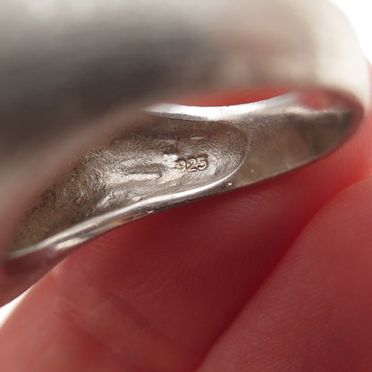 925 Sterling Silver Vintage Modernist Brushed Dome Ring Size 8.25