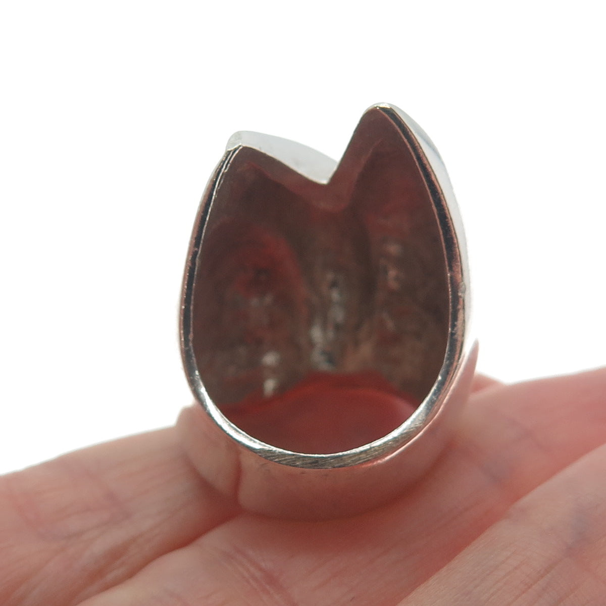 925 Sterling Silver Vintage Mexico Modernist Puffy Flame Ring Size 7.75