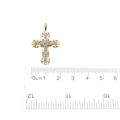 ROSS SIMONS 925 Sterling Silver Gold Plated Real Diamond Cross Charm Pendant