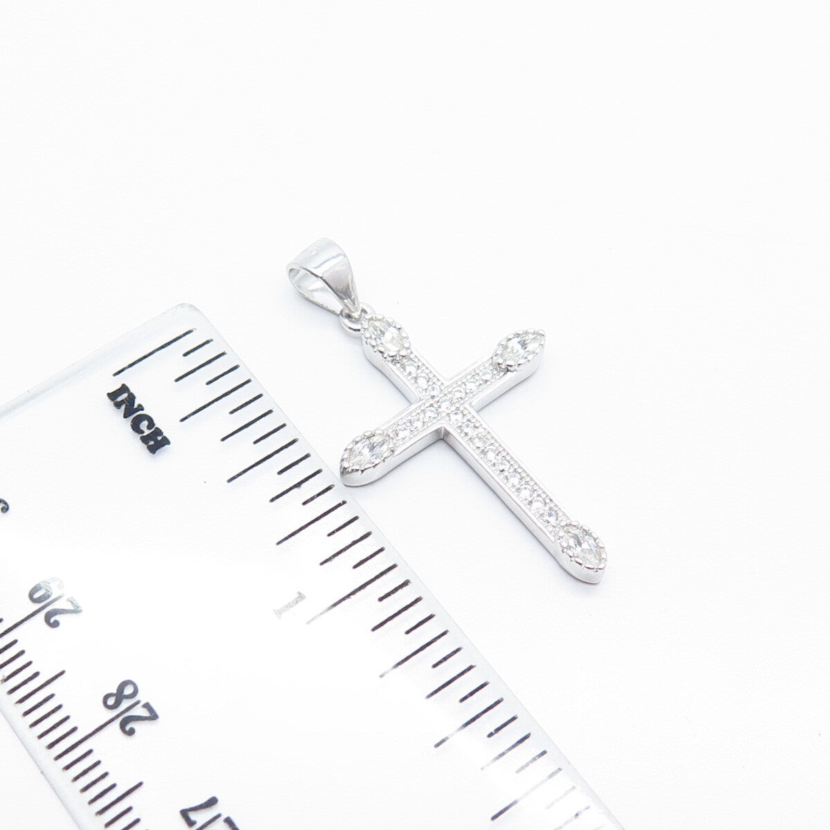 925 Sterling Silver C Z Cross Pendant