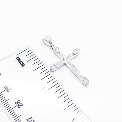925 Sterling Silver C Z Cross Pendant