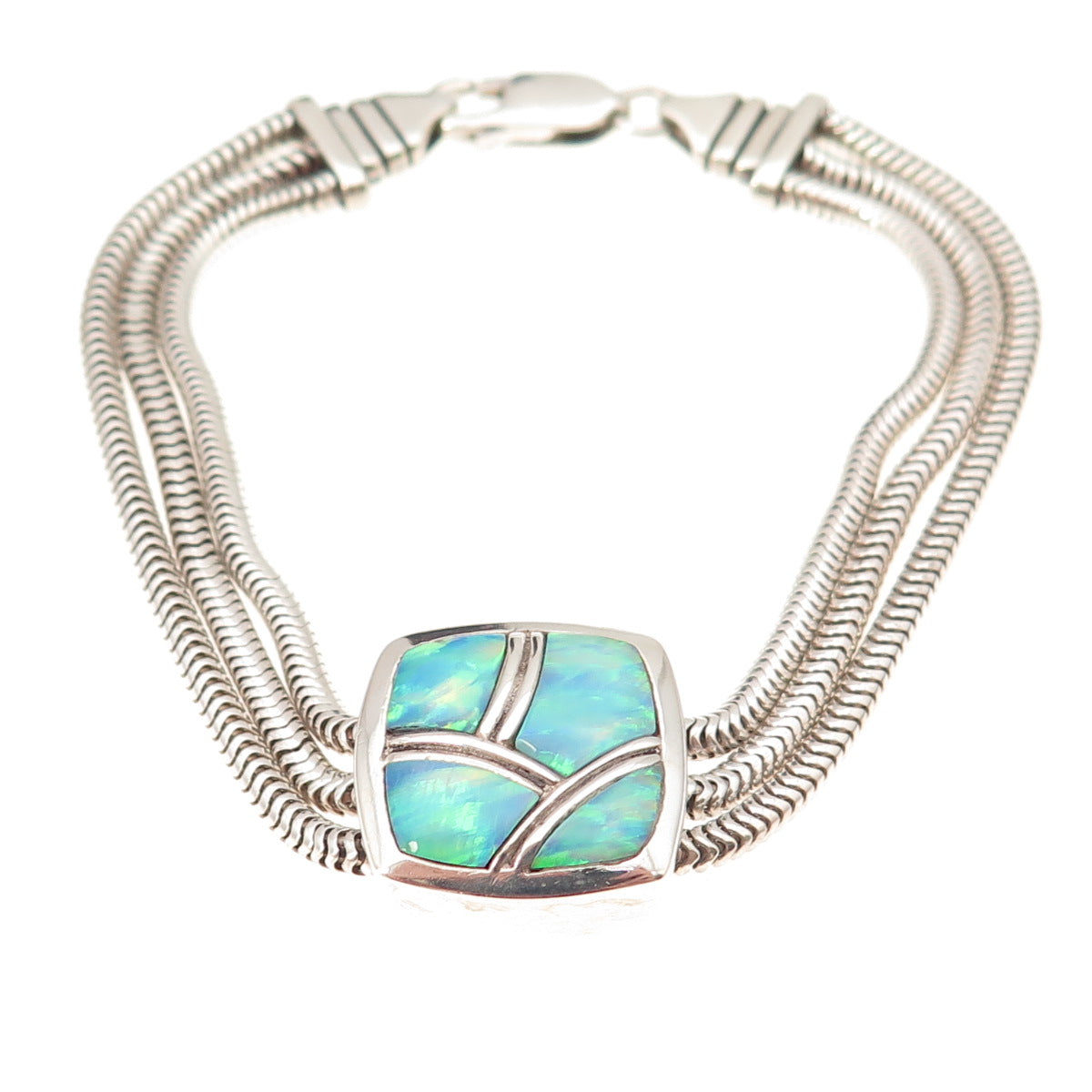 Teme Sunburst Handcrafts Old Pawn 925 Sterling Silver Vintage Opal Bracelet 7"