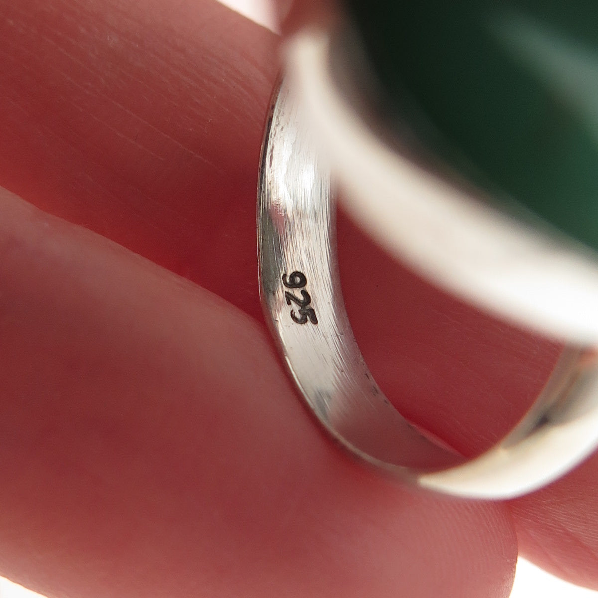 925 Sterling Silver Vintage Real Cabochon Chrysoprase Ring Size 7.5