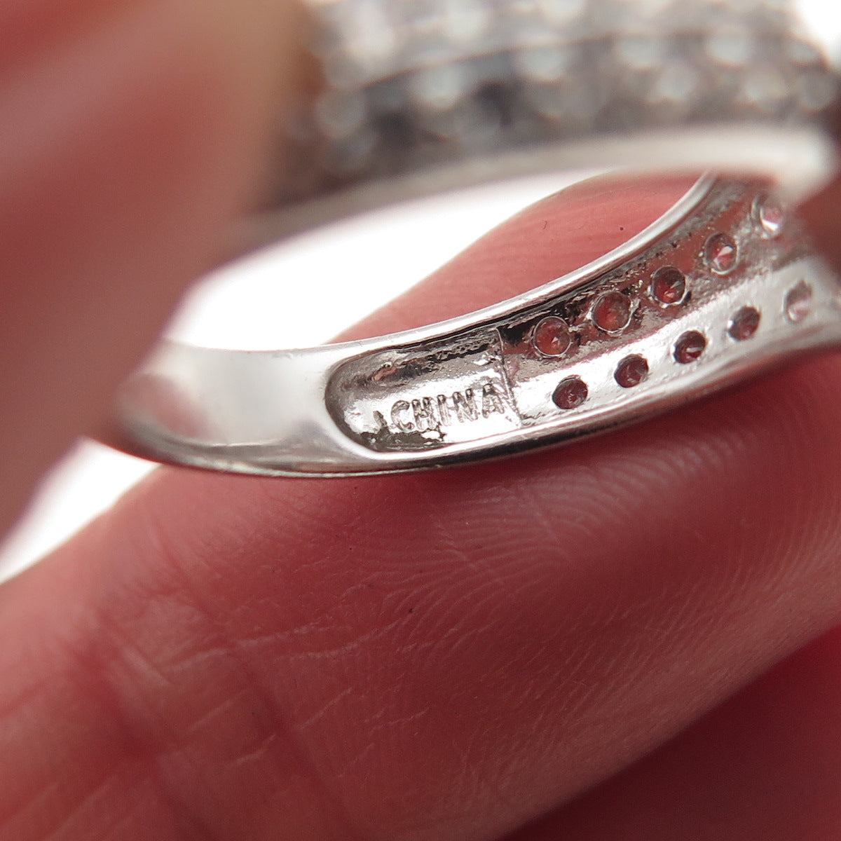 925 Sterling Silver Round-Cut C Z Hook & Eye Ring Size 6.25