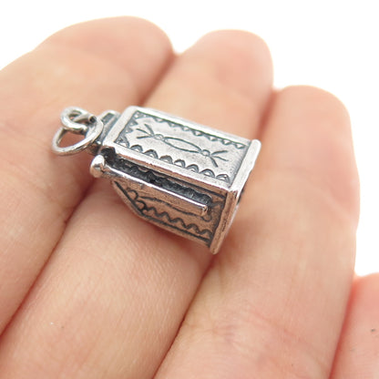 Old Pawn Sterling Silver Vintage Slot Machine Casino Minimalist Charm Pendant