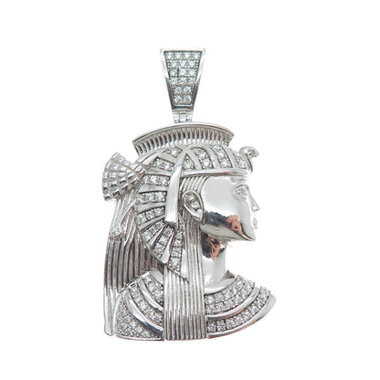 925 Sterling Silver Round-Cut Shaped C Z Egyptian Pharaoh Sparkle Pendant