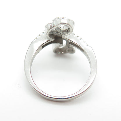 925 Sterling Silver Round-Cut Shaped C Z Modernist Ring Size 5.25