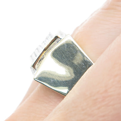 925 Sterling Silver Gold Plated Round-Cut Shaped C Z Signet Wide Ring Size 10.25