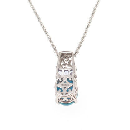 Chuck Clemency 925 Sterling Silver Real Turquoise & Tanzanite Chain Necklace 20"