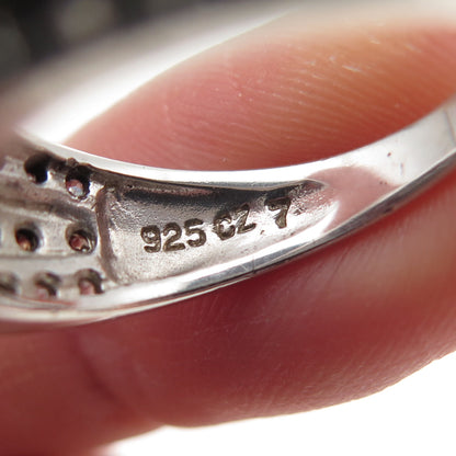 ROSS SIMONS 925 Sterling Silver Cognac & White C Z Ring Size 7