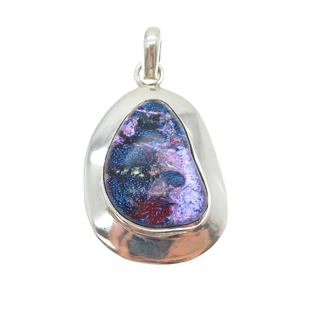 925 Sterling Silver Vintage Dichroic Glass Modernist Charm Pendant