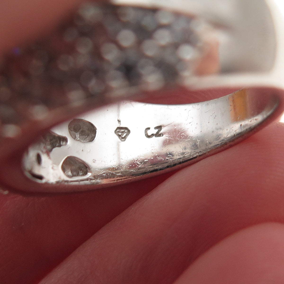 925 Sterling Silver Lab-Created Sapphire & C Z Ring Size 7