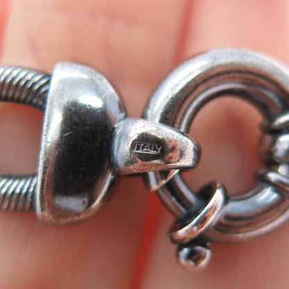 925 Sterling Silver Vintage Modernist Oxidized Oval Link Bracelet 7.5"