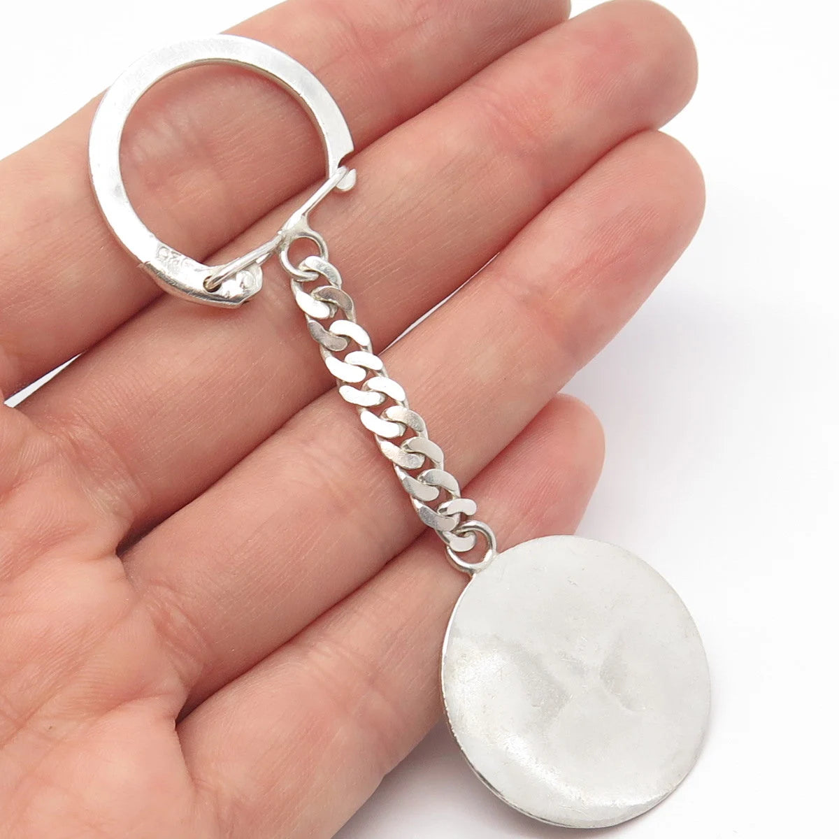 925 Sterling Silver Vintage Tribal God Key Chain Ring