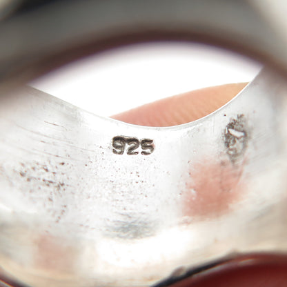 925 Sterling Silver Vintage Modernist Wavy Band Ring Size 6.75
