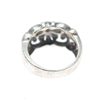925 Sterling Silver Vintage Daisy Flower Oxidized Ring Size 6