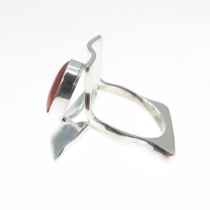 950 Silver Vintage Real Spiny Oyster Shell Modernist Square Ring Size 7.25