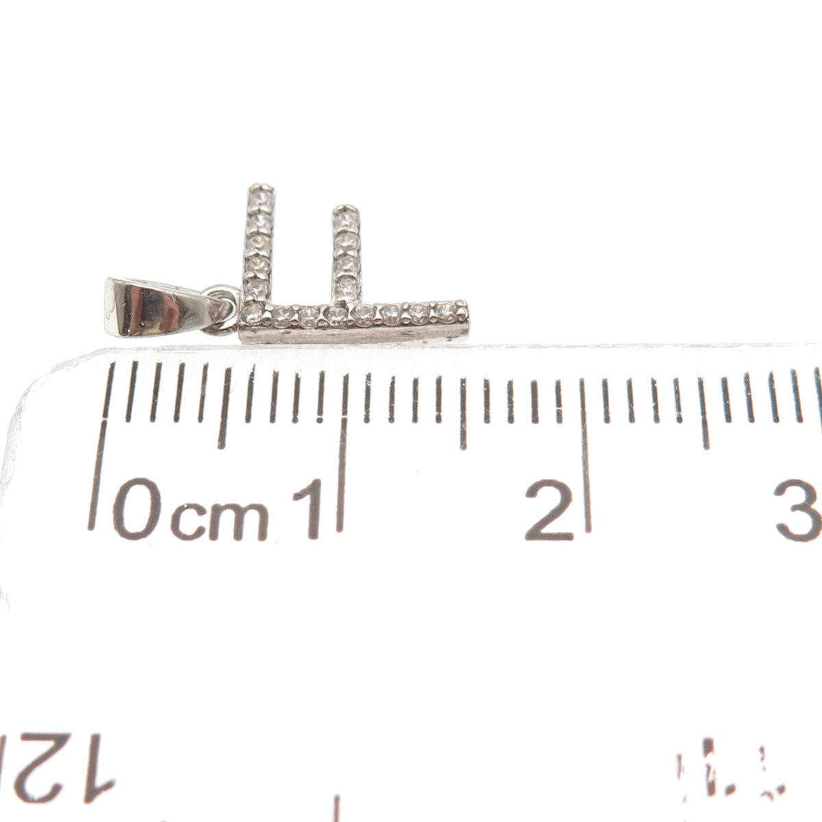 925 Sterling Silver Round-Cut C Z Letter F Initial Mini Charm Pendant