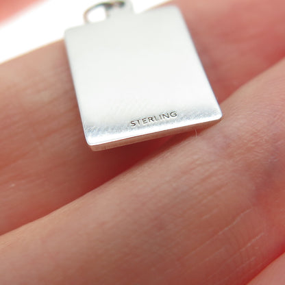925 Sterling Silver Red Enamel Memorize My Phone Minimalist Charm Pendant
