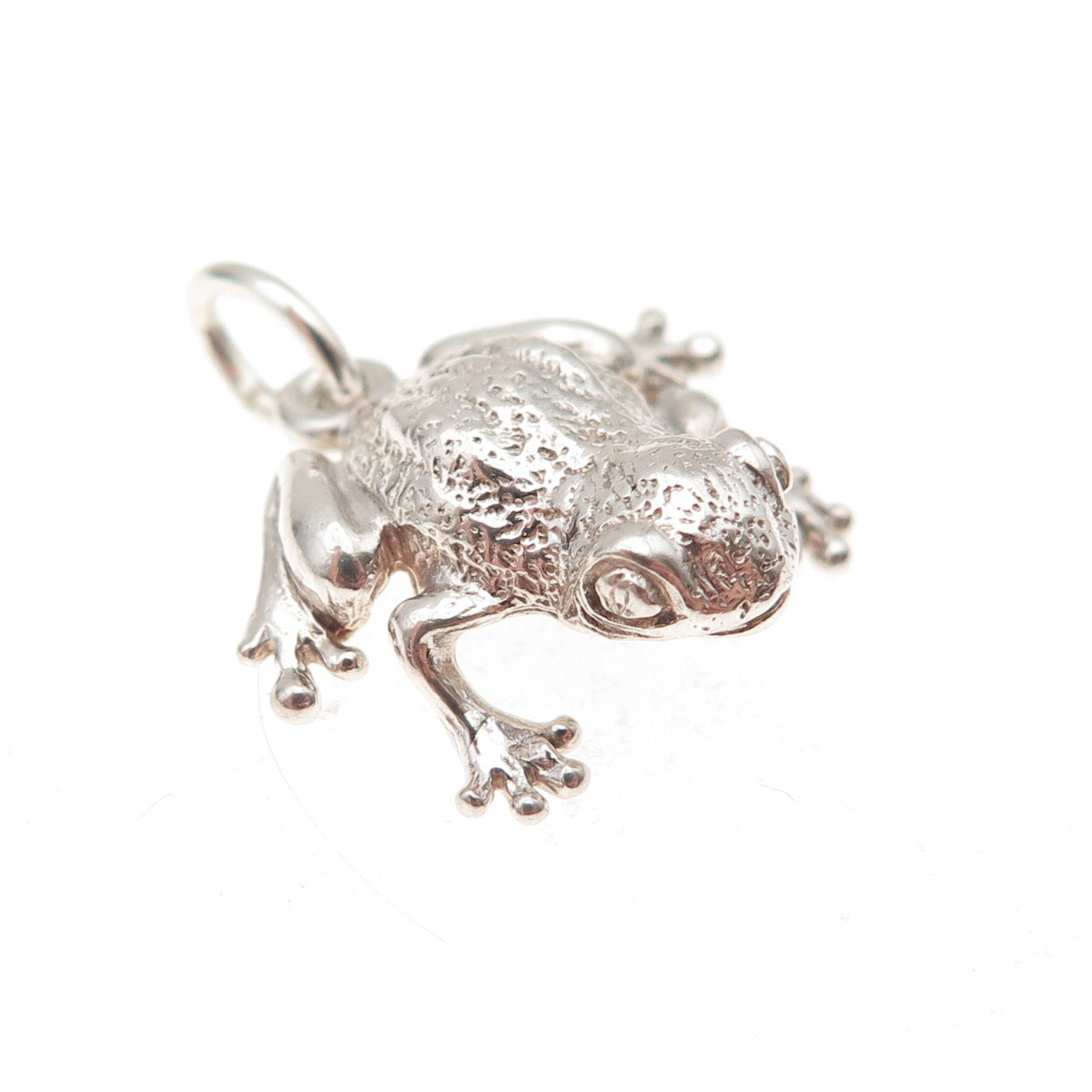 925 Sterling Silver Vintage Frog Good Luck 3D Charm Pendant