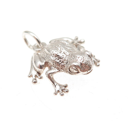 925 Sterling Silver Vintage Frog Good Luck 3D Charm Pendant