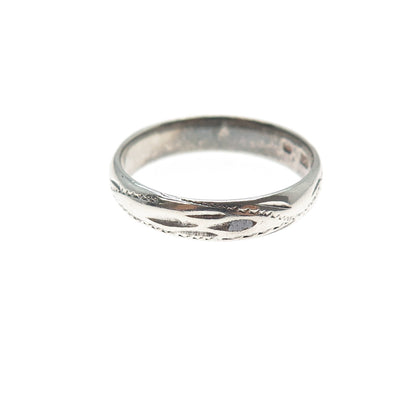 916 Silver Vintage European Diamond-Cut Oxidized Band Ring Size 7.5