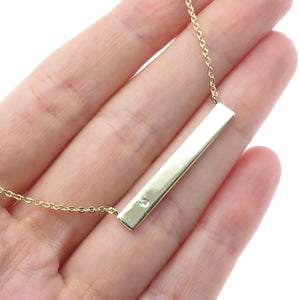925 Sterling Silver Gold Plated Round-Cut C Z Bar Cable Chain Necklace 18"