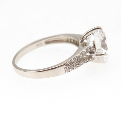 Stauer 925 Sterling Silver Round-Cut C Z Engagement Ring Size 8