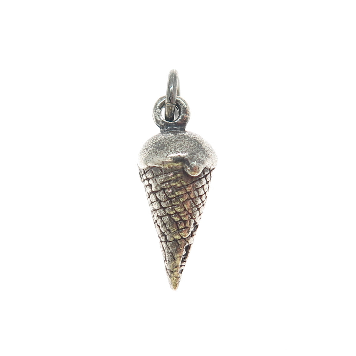SUNWEST 925 Sterling Silver Vintage Ice Cream Cone Minimalist 3D Charm Pendant