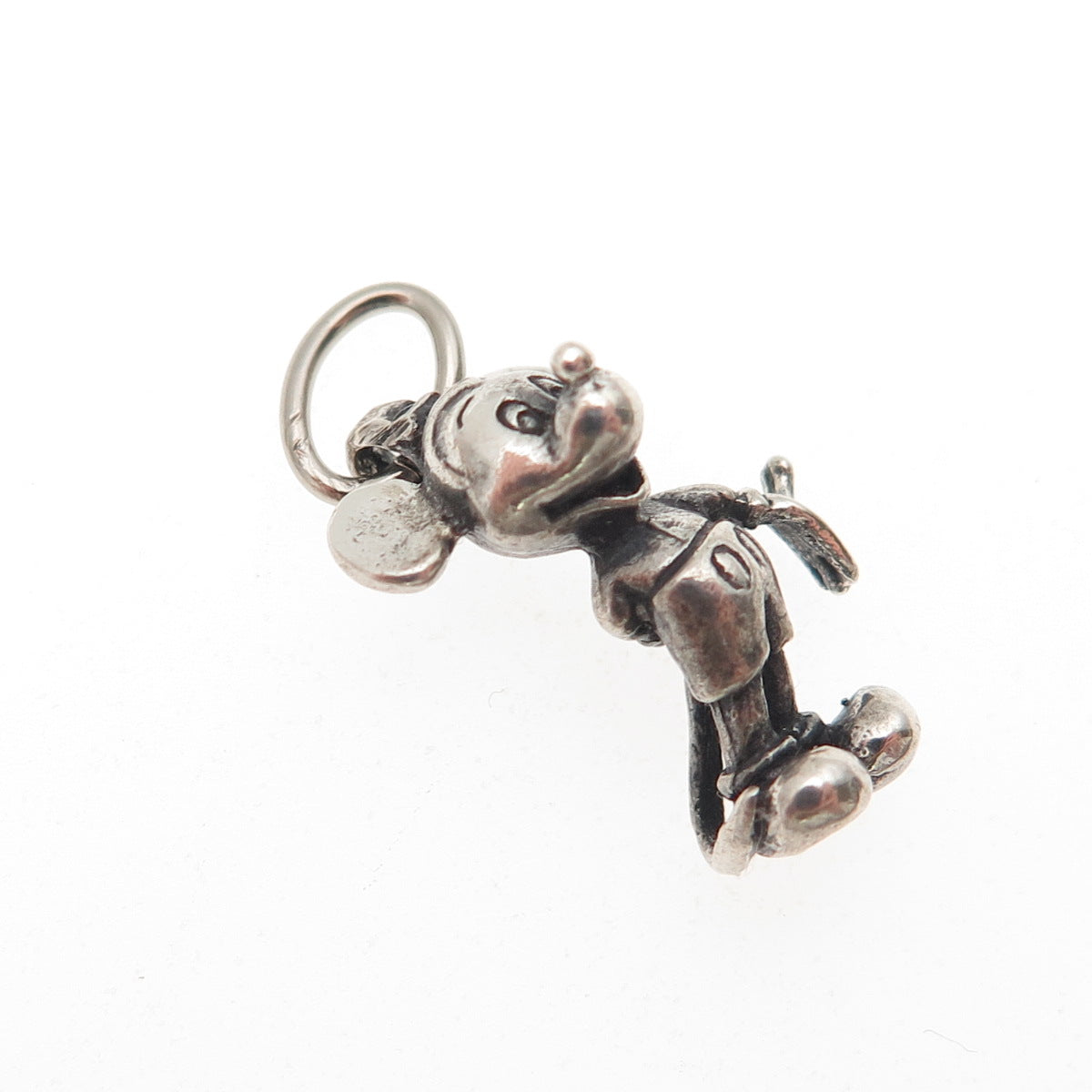 925 Sterling Silver Vintage Mickey Mouse Oxidized 3D Mini Charm Pendant